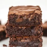 Cottage Cheese Brownies: The Best 4-Ingredient Fudgy Hack You’ll Love 2 Stack of rich, fudgy cottage cheese brownies with shiny crinkly tops and gooey chocolate centers.