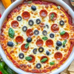 Cottage Cheese Pizza Bowl: The Best 30-Minute High-Protein Recipe 2 Fully baked cottage cheese pizza bowl topped with melted cheese, mini pepperoni, black olives, and fresh basil